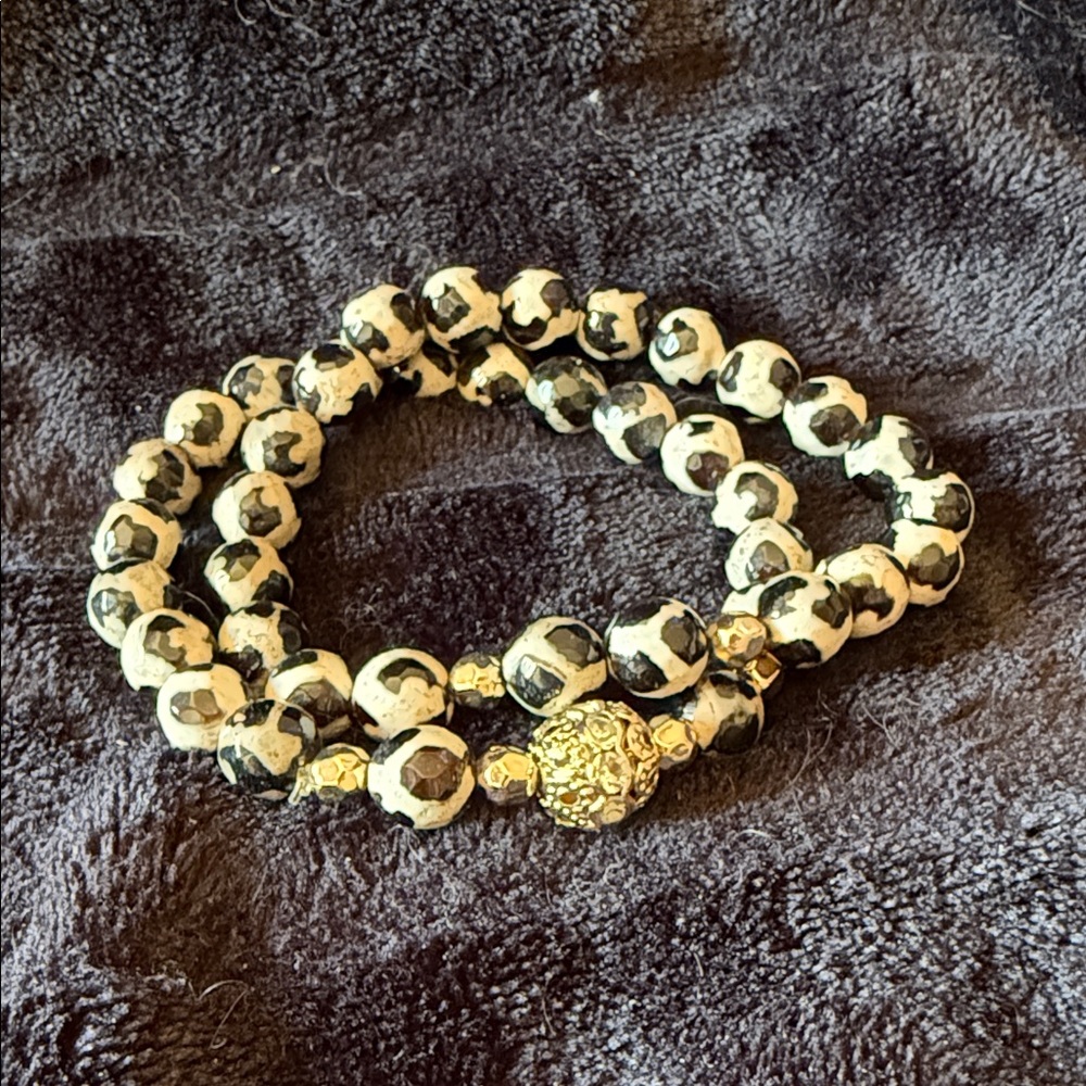 Park Lane Gold and Black Double Strand Beaded Bracelet